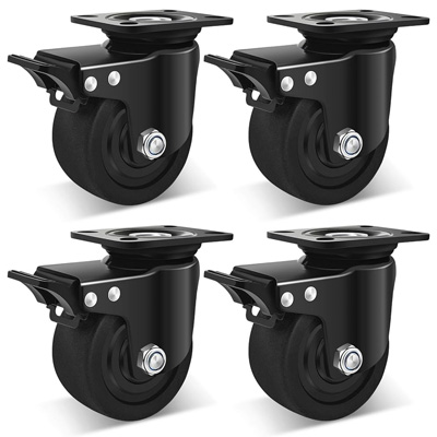 CASTER WHEEL BLACK 2'' SWIVEL WITH BREAK